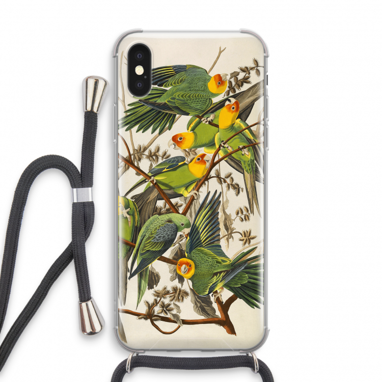 Carolinaparkiet: iPhone XS Transparant Hoesje met koord