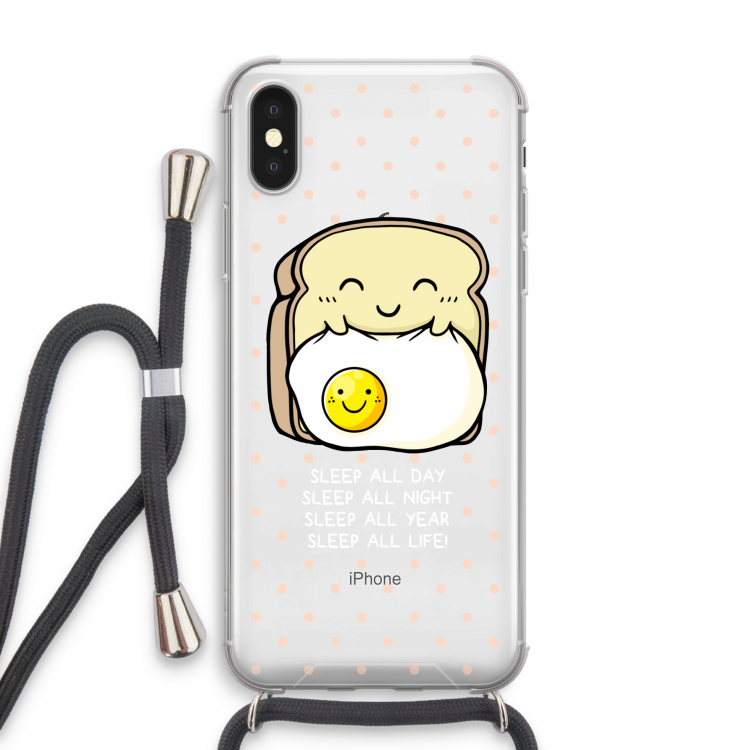 Sleep All Day: iPhone XS Transparant Hoesje met koord