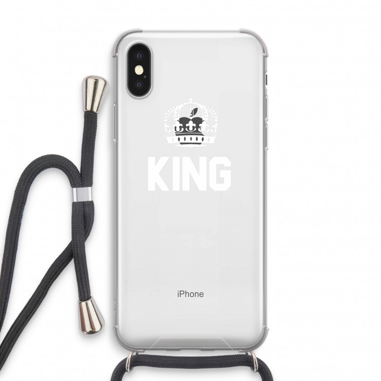 King zwart: iPhone XS Transparant Hoesje met koord