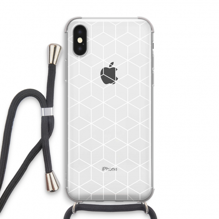Zwart-witte kubussen: iPhone XS Transparant Hoesje met koord