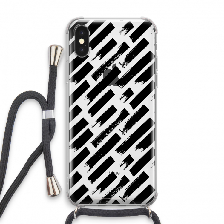Zwarte vegen: iPhone XS Transparant Hoesje met koord