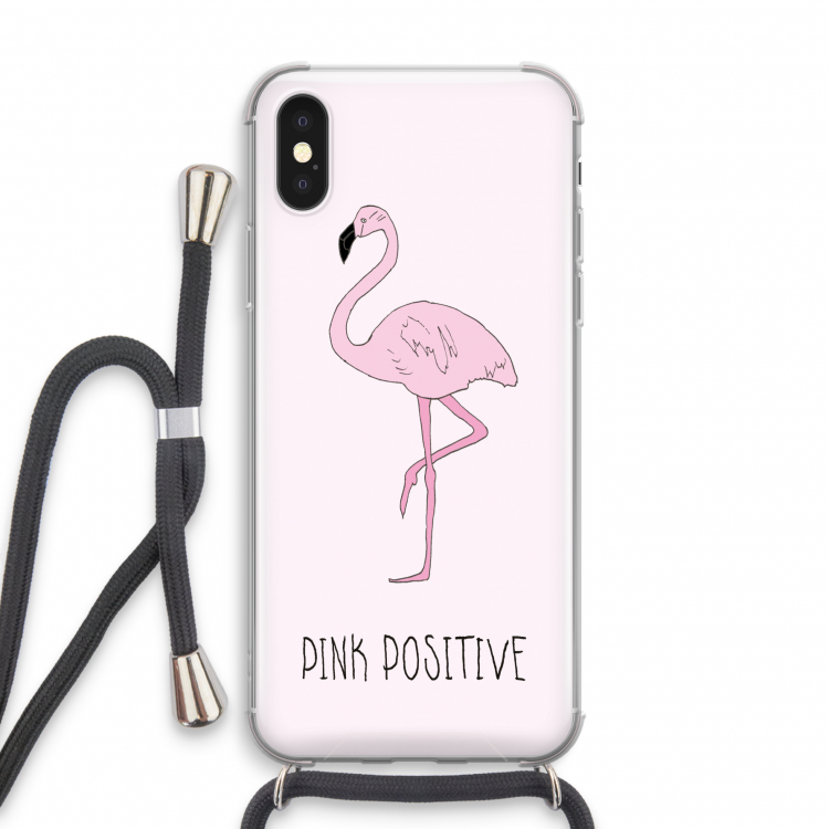 Pink positive: iPhone XS Transparant Hoesje met koord