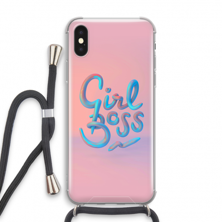 Girl boss: iPhone XS Transparant Hoesje met koord