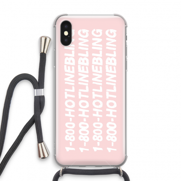 Hotline bling pink: iPhone XS Transparant Hoesje met koord
