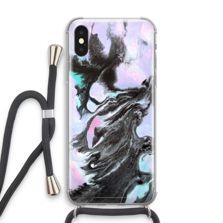 Pastel zwart: iPhone XS Transparant Hoesje met koord