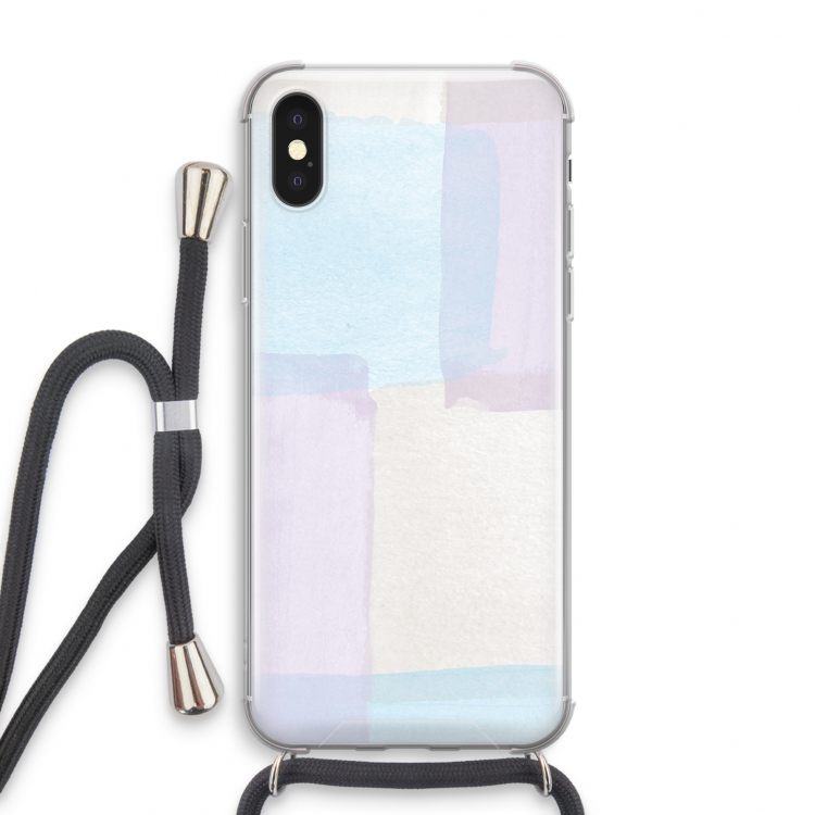Square pastel: iPhone XS Transparant Hoesje met koord