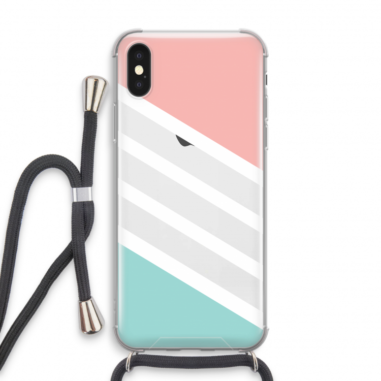 Strepen pastel: iPhone XS Transparant Hoesje met koord