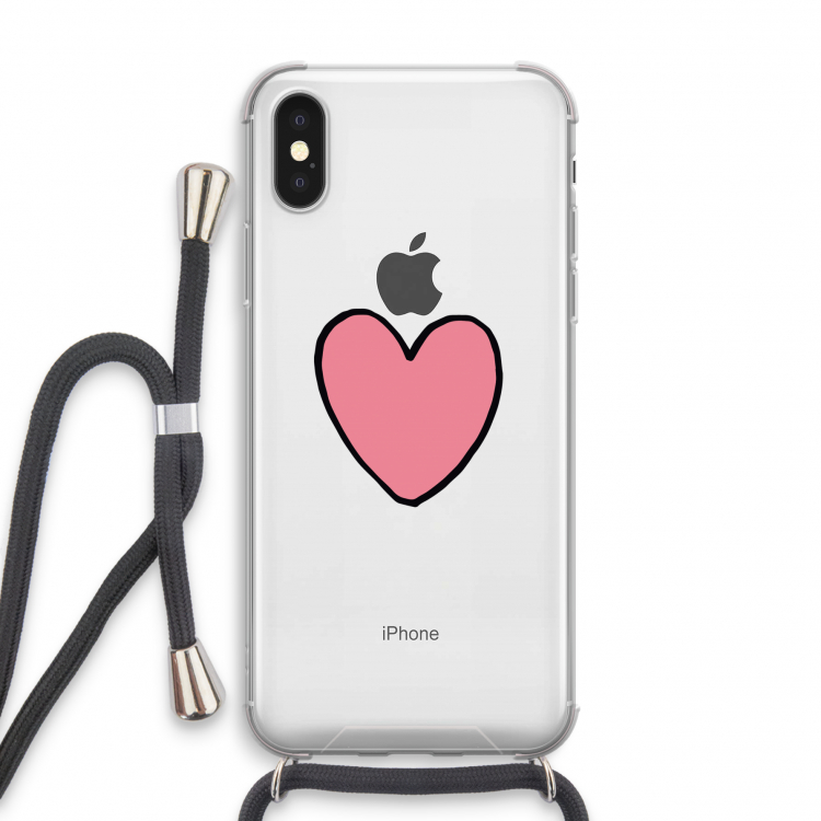 Hartje: iPhone XS Transparant Hoesje met koord