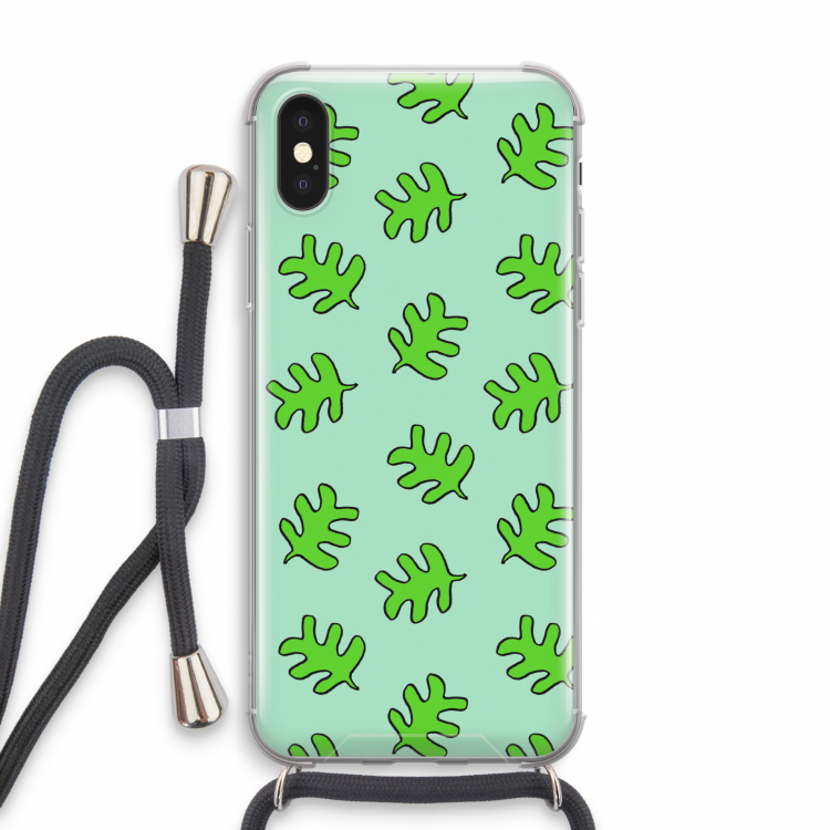 Groene blaadjes: iPhone XS Transparant Hoesje met koord