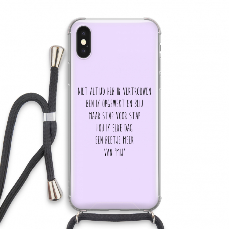 Zelfvertrouwen: iPhone XS Transparant Hoesje met koord
