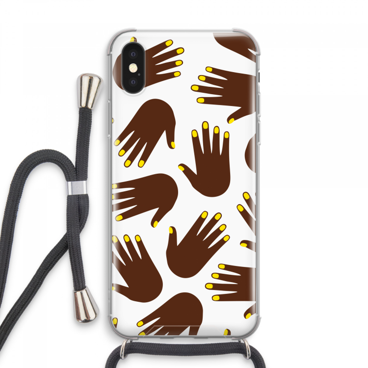 Hands dark: iPhone XS Max Transparant Hoesje met koord