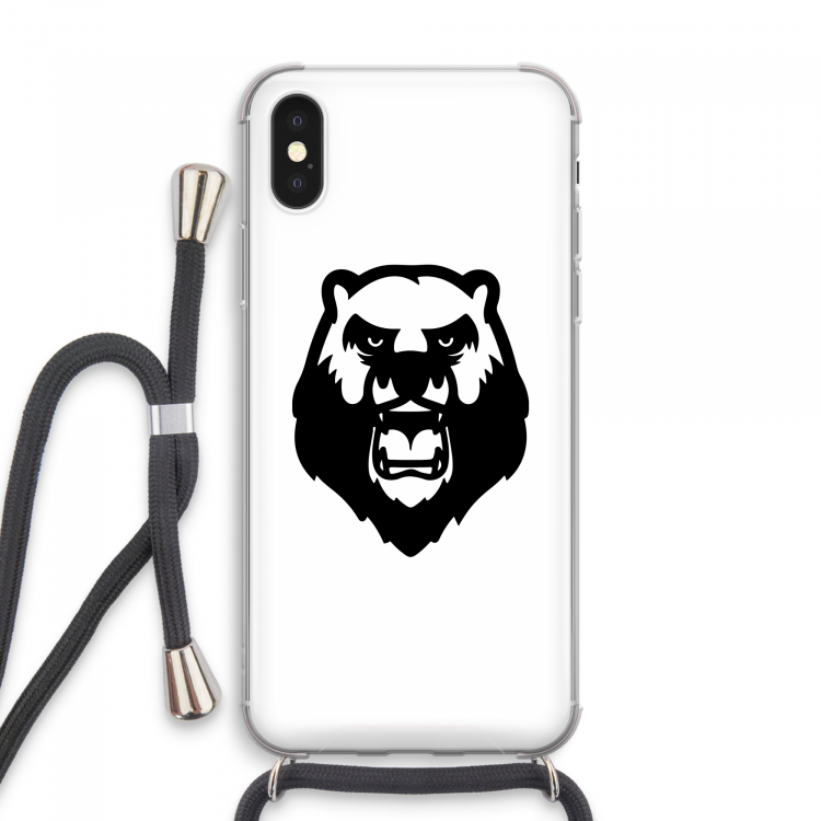 Angry Bear (white): iPhone XS Max Transparant Hoesje met koord