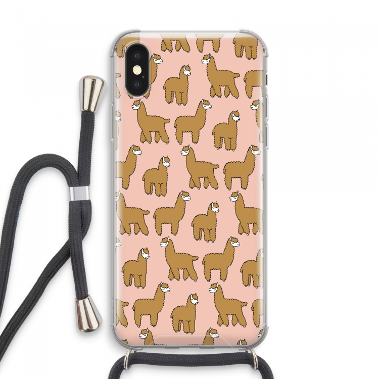 Alpacas: iPhone XS Max Transparant Hoesje met koord