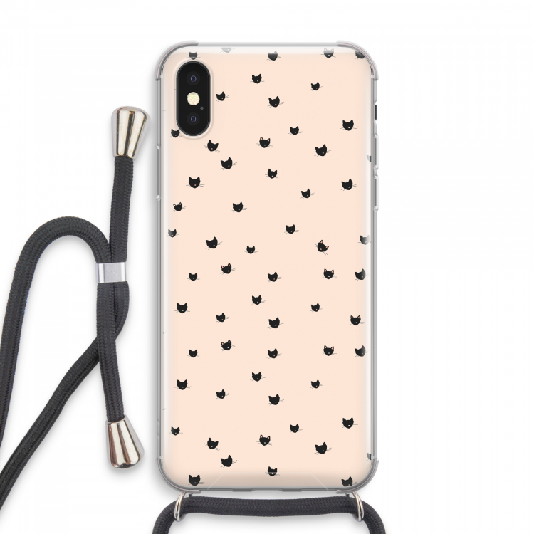 Kleine kattenkopjes: iPhone XS Max Transparant Hoesje met koord