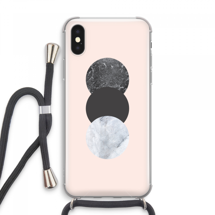 Marmeren cirkels: iPhone XS Max Transparant Hoesje met koord