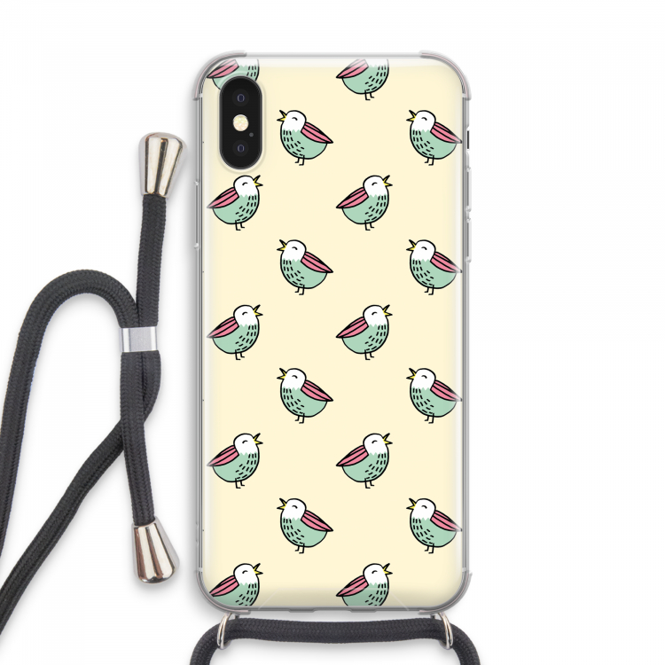 Vogeltjes: iPhone XS Max Transparant Hoesje met koord