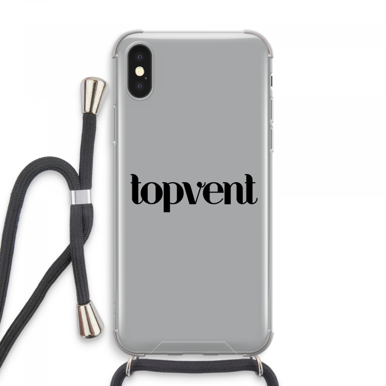 Topvent Grijs Zwart: iPhone XS Max Transparant Hoesje met koord