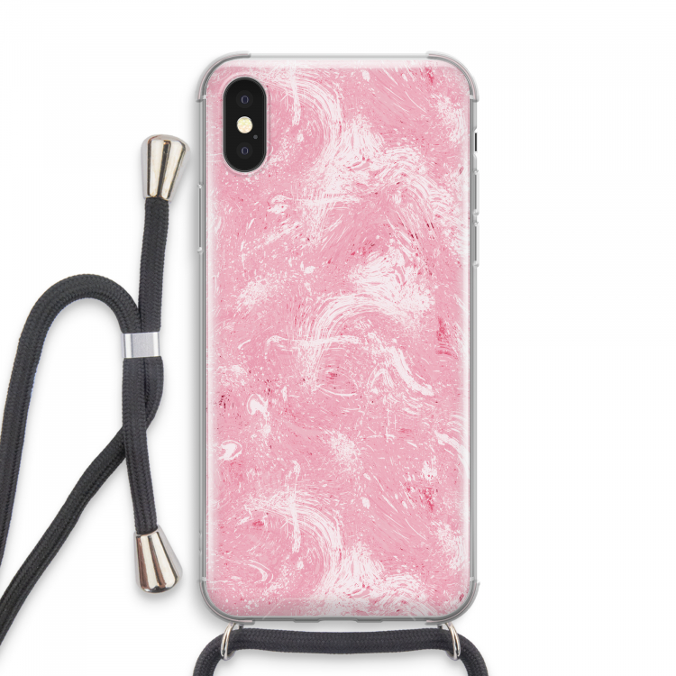 Abstract Painting Pink: iPhone XS Max Transparant Hoesje met koord