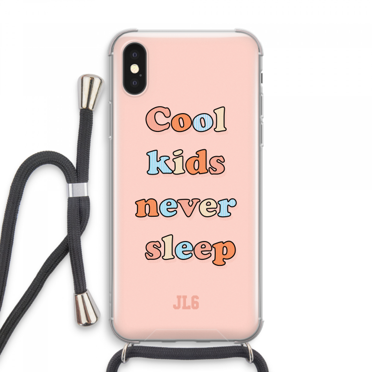 Cool Kids Never Sleep: iPhone XS Max Transparant Hoesje met koord