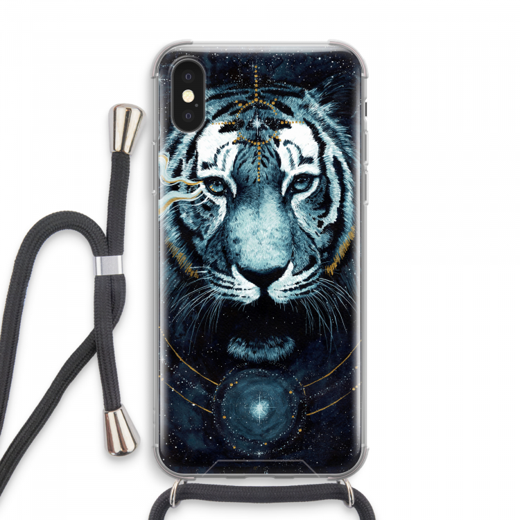 Darkness Tiger: iPhone XS Max Transparant Hoesje met koord