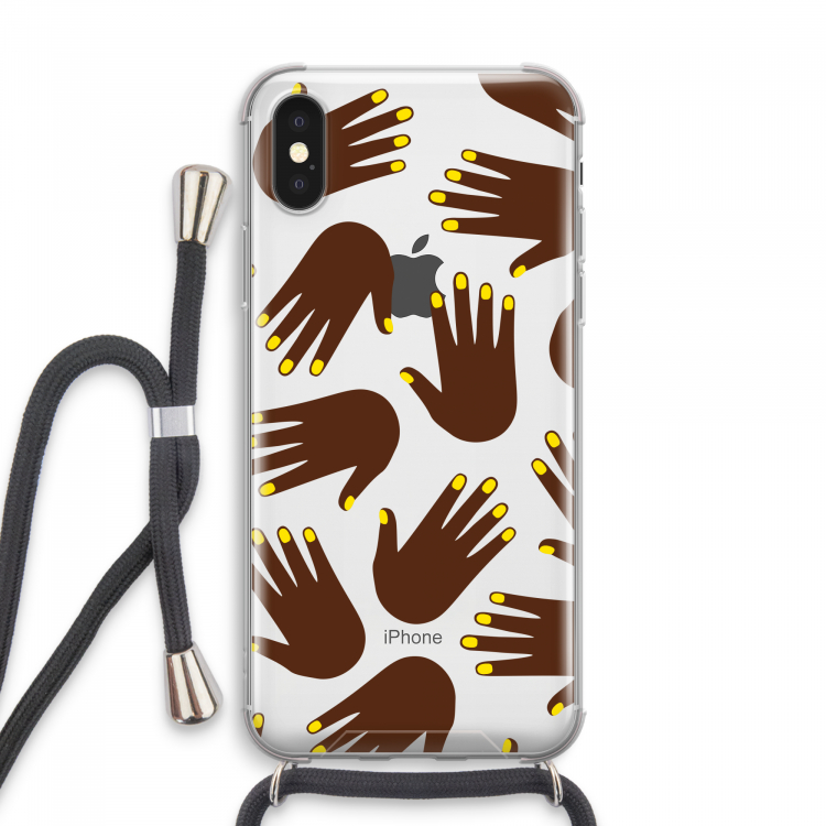 Hands dark: iPhone XS Max Transparant Hoesje met koord