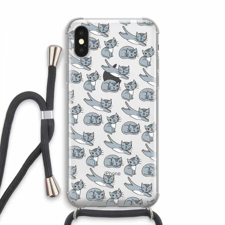 Poezen: iPhone XS Max Transparant Hoesje met koord