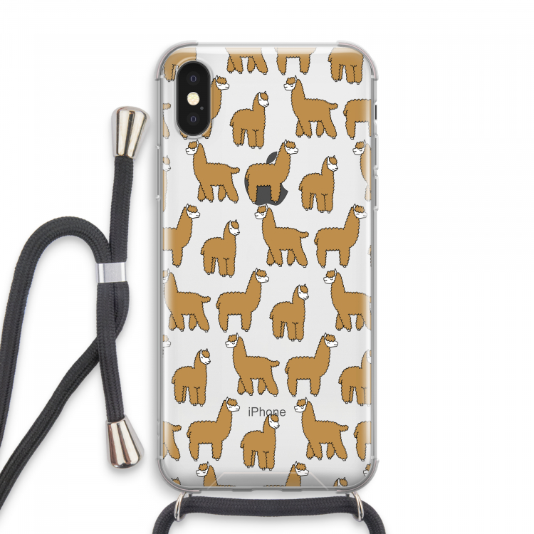 Alpacas: iPhone XS Max Transparant Hoesje met koord