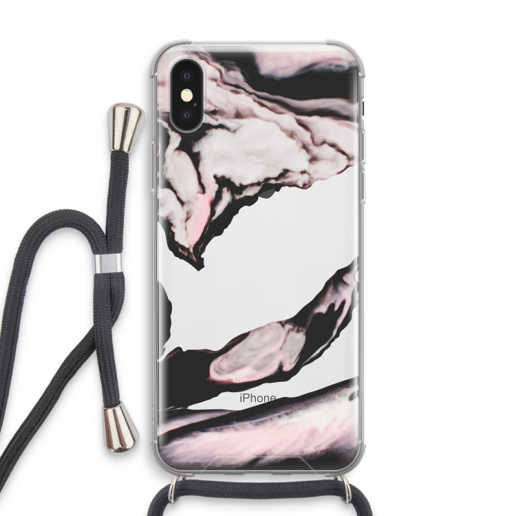 Roze stroom: iPhone XS Max Transparant Hoesje met koord