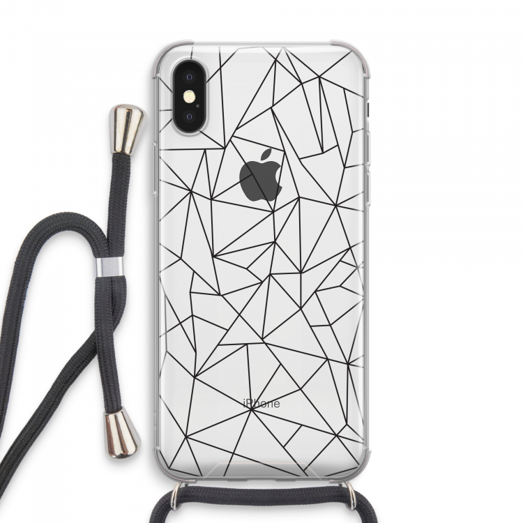 Geometrische lijnen zwart: iPhone XS Max Transparant Hoesje met koord