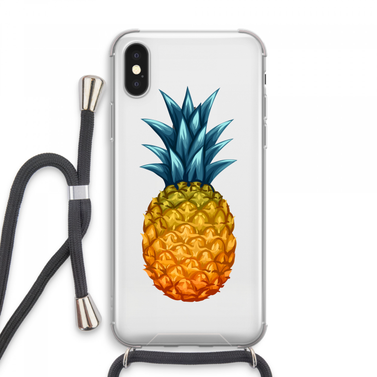 Grote ananas: iPhone XS Max Transparant Hoesje met koord