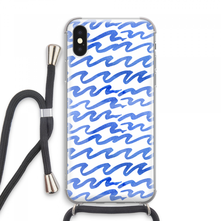 Blauwe golven: iPhone XS Max Transparant Hoesje met koord