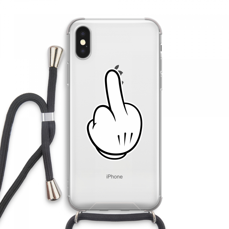 Middle finger white: iPhone XS Max Transparant Hoesje met koord