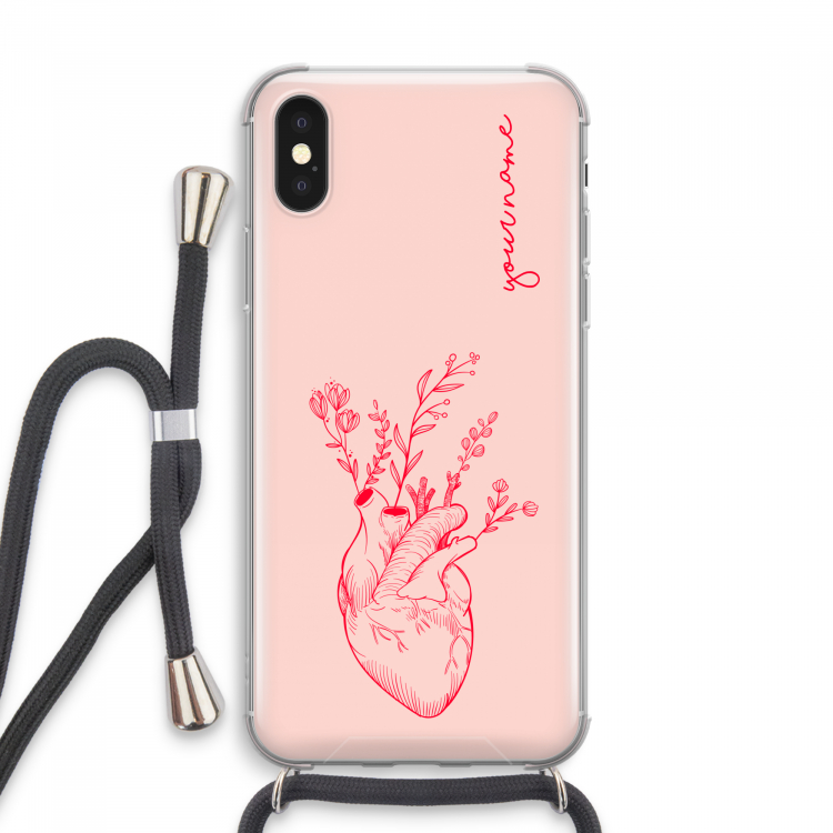 Blooming Heart: iPhone XS Max Transparant Hoesje met koord