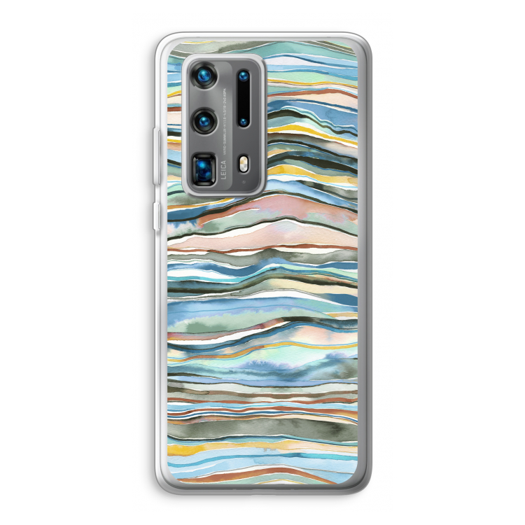 Watercolor Agate: Huawei P40 Pro Plus Transparant Hoesje