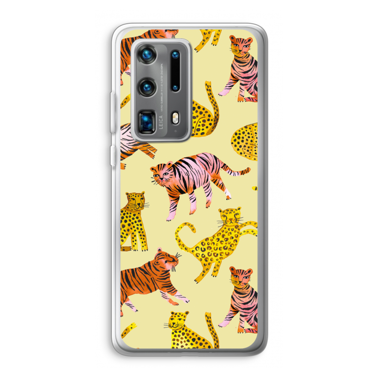 Cute Tigers and Leopards: Huawei P40 Pro Plus Transparant Hoesje
