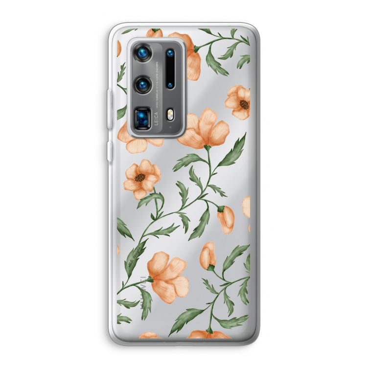Peachy flowers: Huawei P40 Pro Plus Transparant Hoesje