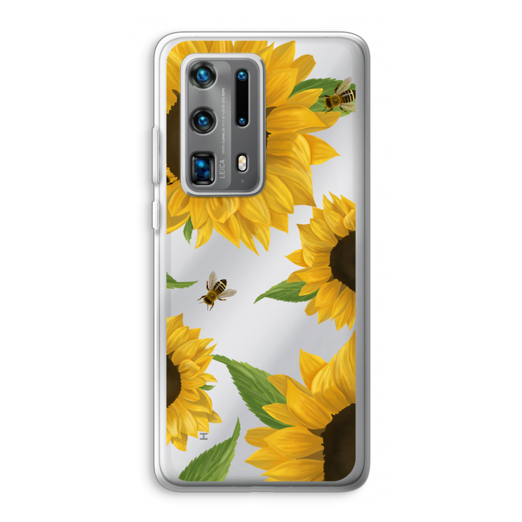 Sunflower and bees: Huawei P40 Pro Plus Transparant Hoesje