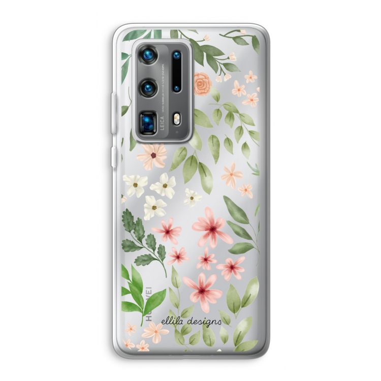 Botanical sweet flower heaven: Huawei P40 Pro Plus Transparant Hoesje