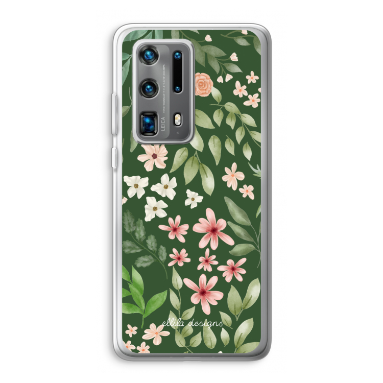 Botanical green sweet flower heaven: Huawei P40 Pro Plus Transparant Hoesje