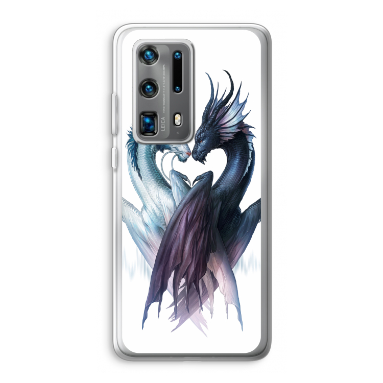 Yin Yang Dragons: Huawei P40 Pro Plus Transparant Hoesje