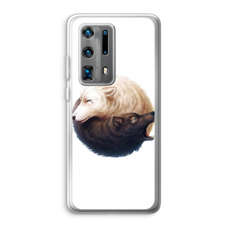 Yin Yang Wolves: Huawei P40 Pro Plus Transparant Hoesje
