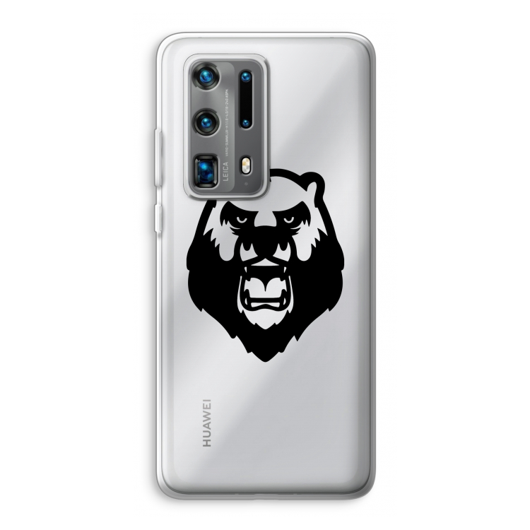 Angry Bear (black): Huawei P40 Pro Plus Transparant Hoesje