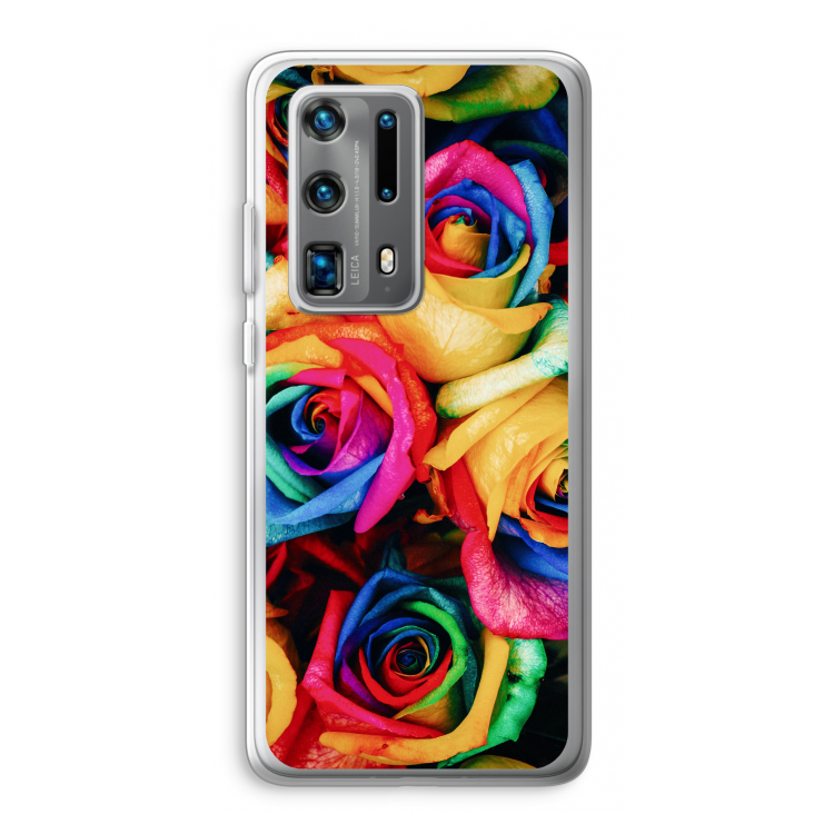 Neon bloemen: Huawei P40 Pro Plus Transparant Hoesje