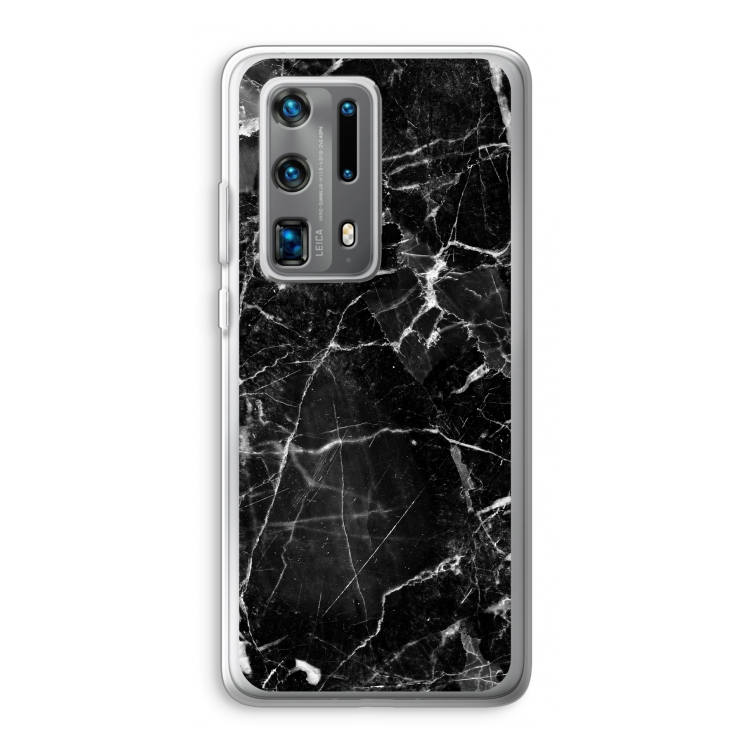 Zwart Marmer 2: Huawei P40 Pro Plus Transparant Hoesje