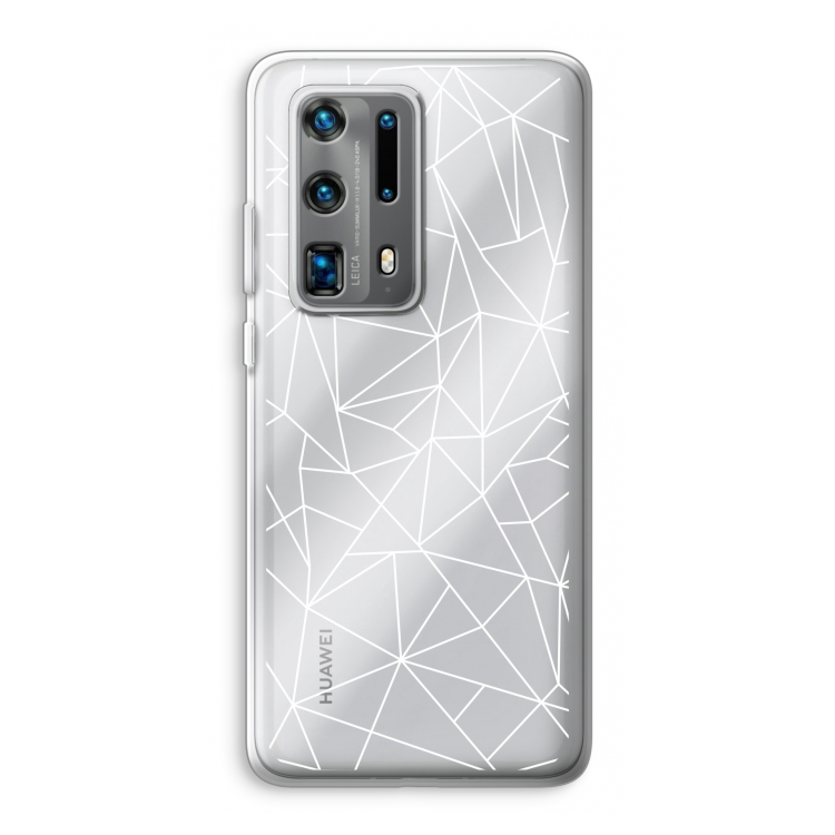 Geometrische lijnen wit: Huawei P40 Pro Plus Transparant Hoesje
