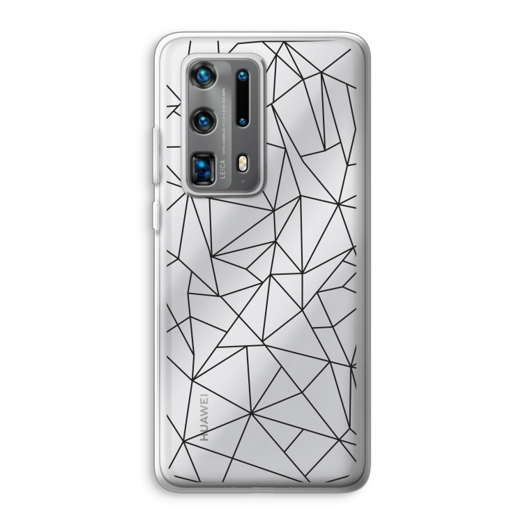 Geometrische lijnen zwart: Huawei P40 Pro Plus Transparant Hoesje