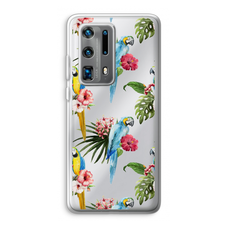 Kleurrijke papegaaien: Huawei P40 Pro Plus Transparant Hoesje