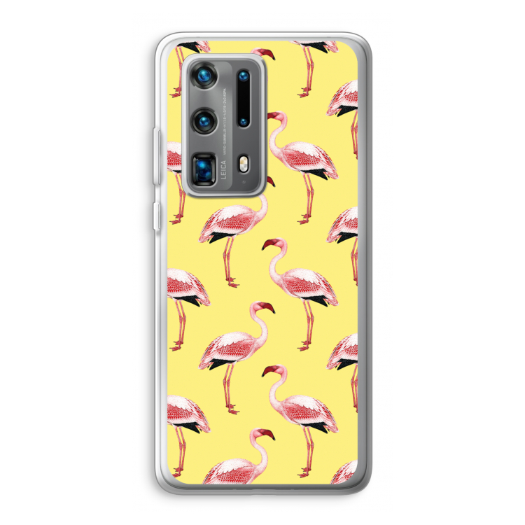 Flamingo's geel: Huawei P40 Pro Plus Transparant Hoesje
