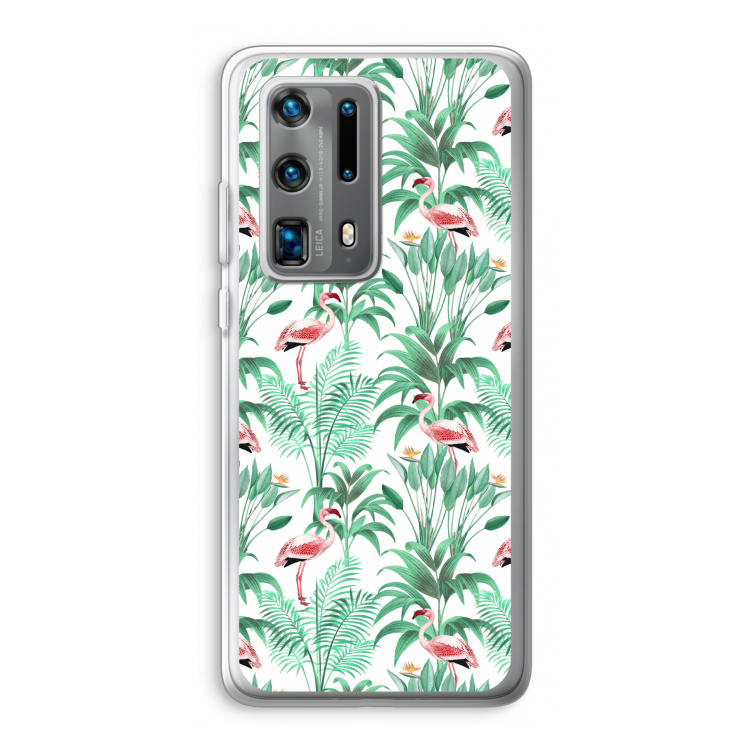 Flamingo bladeren: Huawei P40 Pro Plus Transparant Hoesje