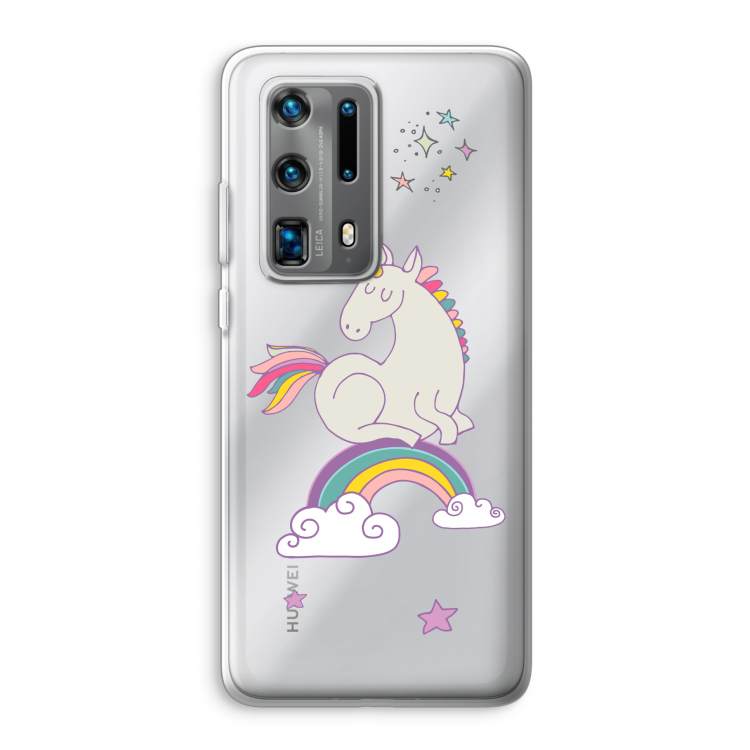 Regenboog eenhoorn: Huawei P40 Pro Plus Transparant Hoesje
